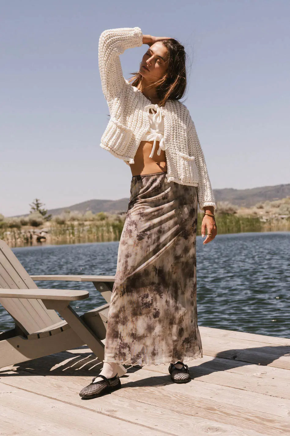 Chandler Abstract Maxi Skirt in Brown - FINAL SALE