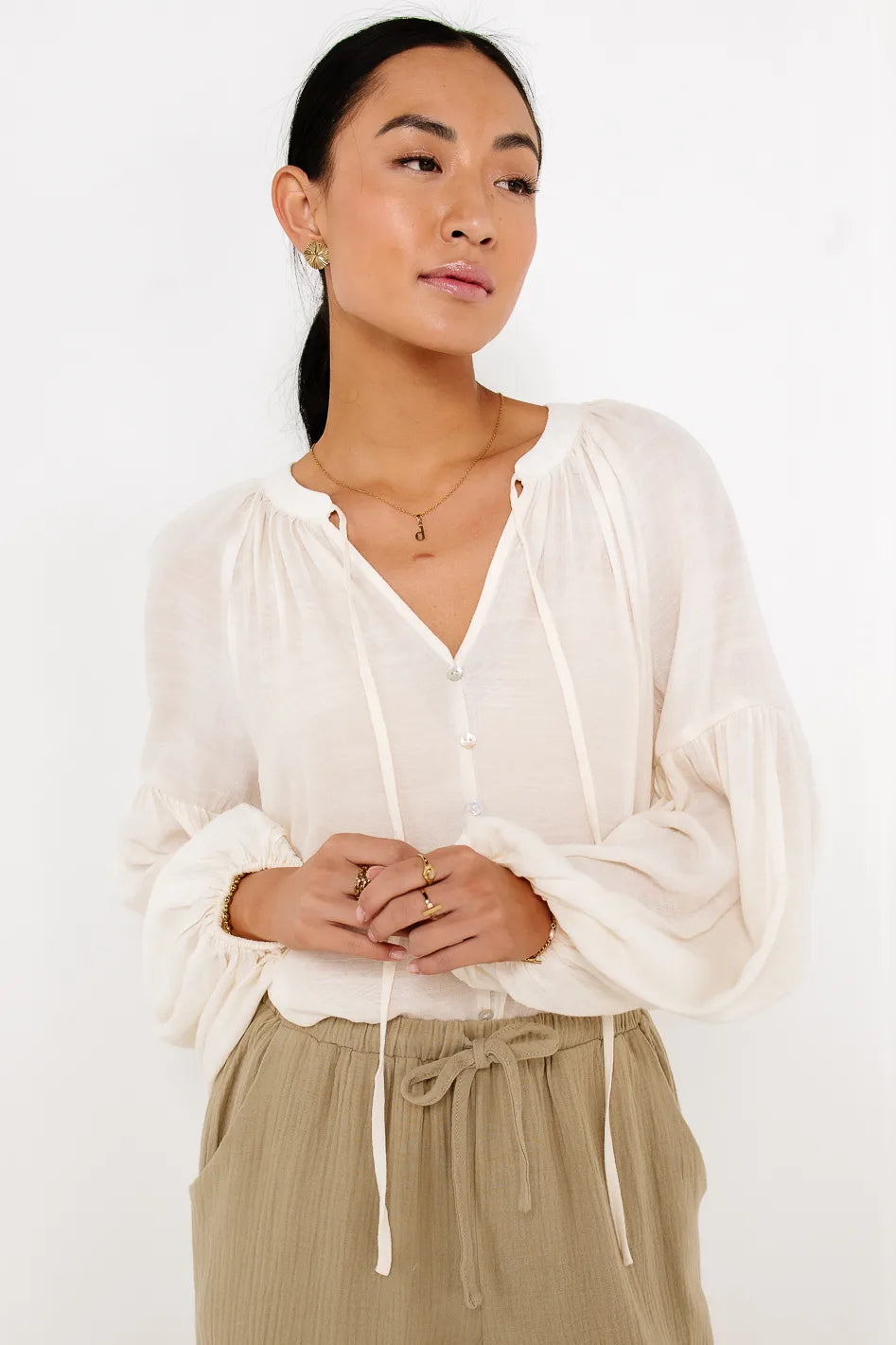Head In The Clouds Blouse in Ivory - FINAL SALE