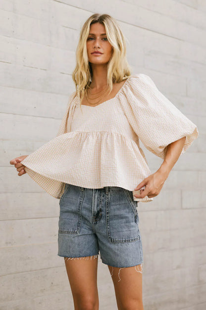 Delilah Gingham Peplum Top - FINAL SALE