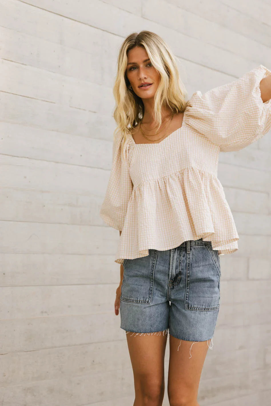 Delilah Gingham Peplum Top - FINAL SALE