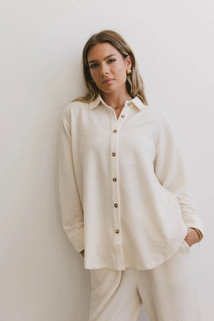 Etta Button Up in Beige - FINAL SALE