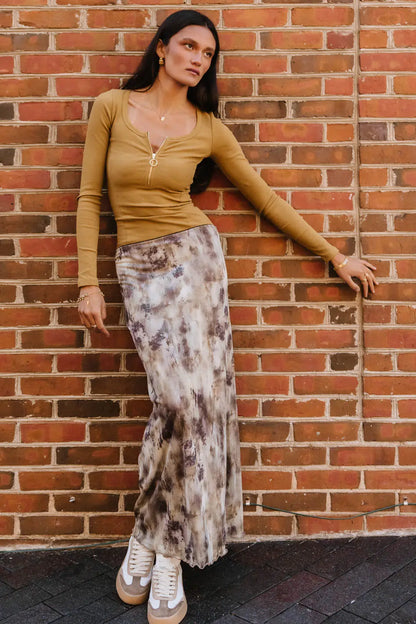 Chandler Abstract Maxi Skirt in Brown - FINAL SALE