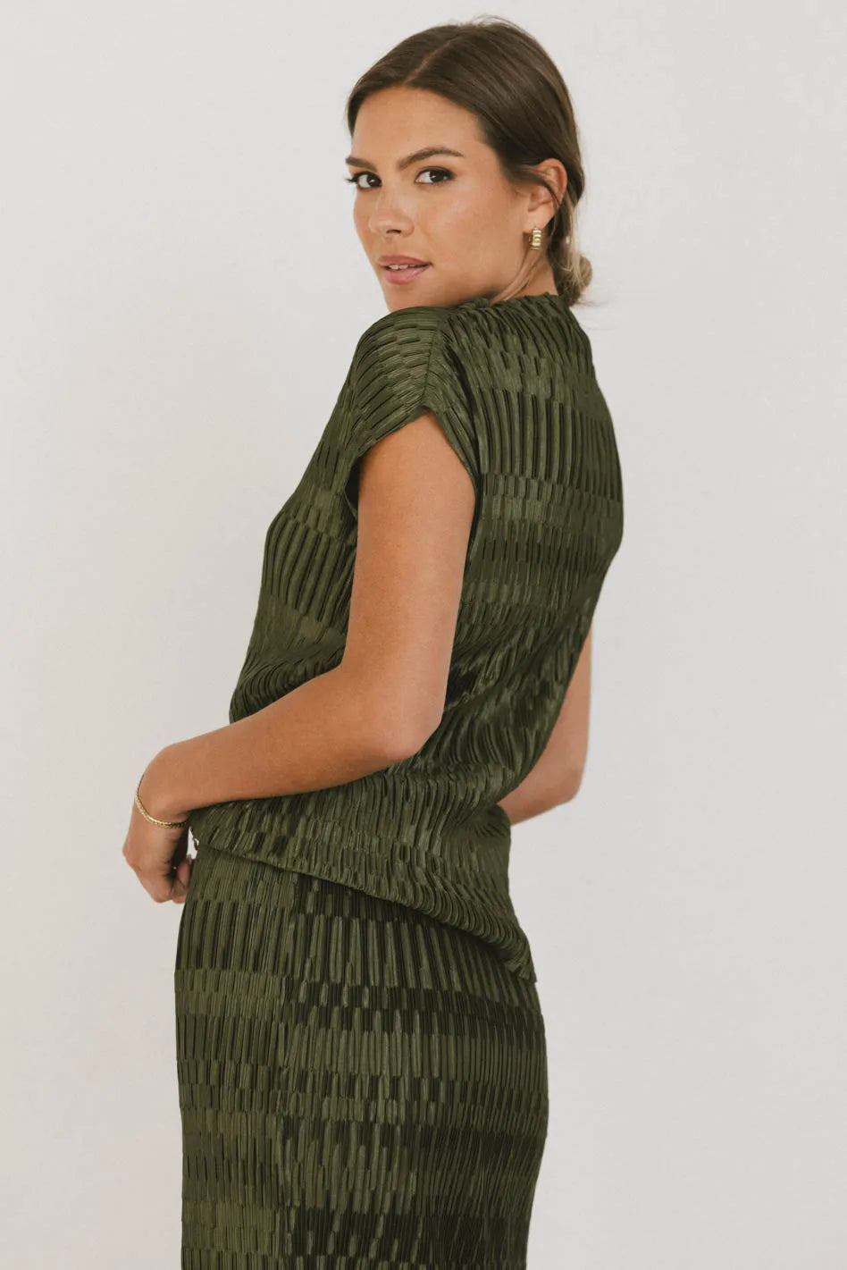 Dream Textured Top in Dark Moss - FINAL SALE