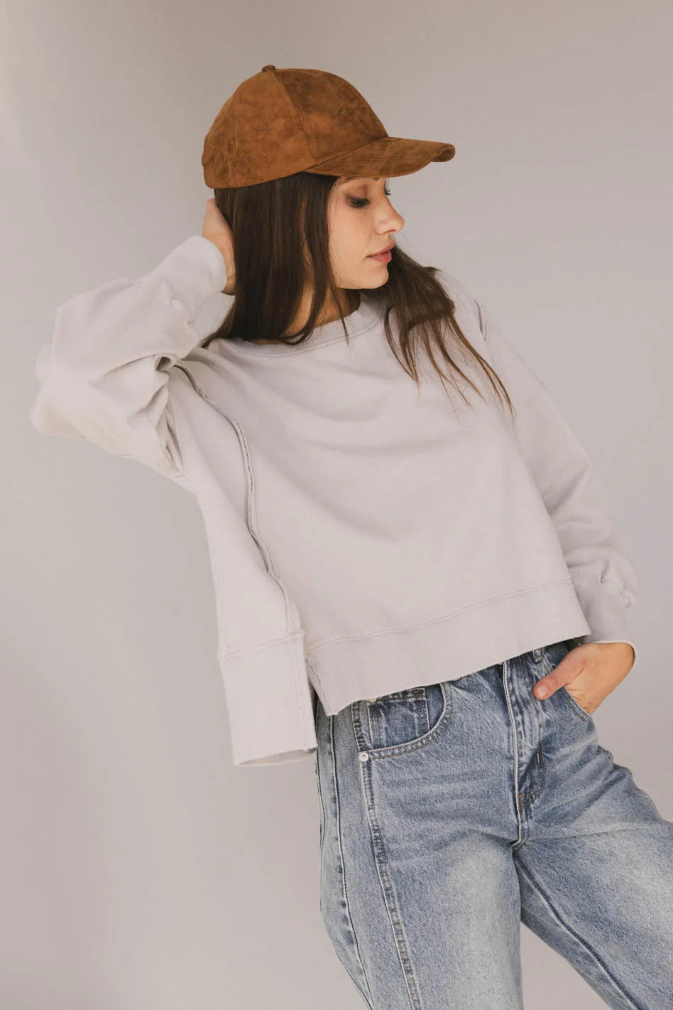 Costello Reverse Seam Crewneck in Grey - FINAL SALE