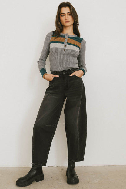 Grethena Ribbed Top in Grey - FINAL SALE