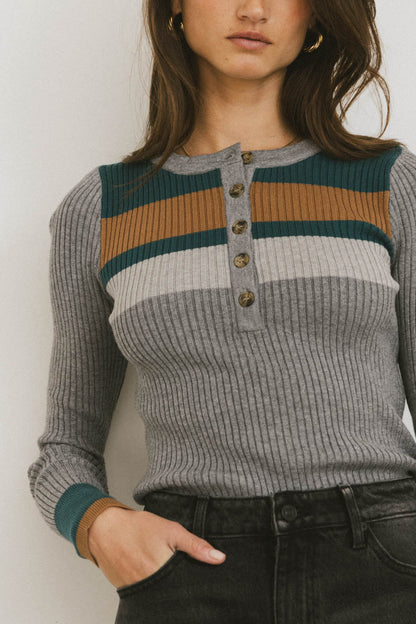 Grethena Ribbed Top in Grey - FINAL SALE