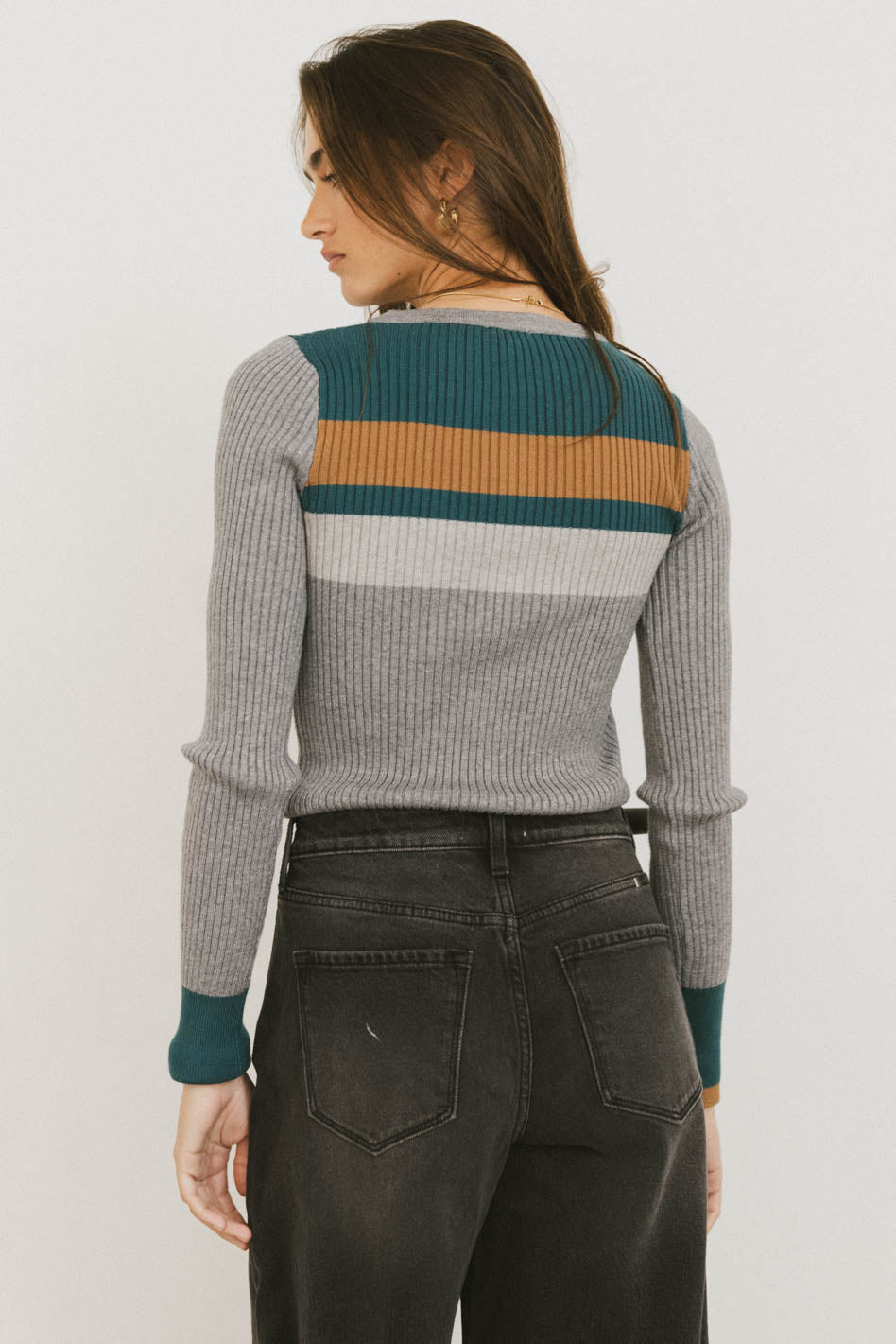Grethena Ribbed Top in Grey - FINAL SALE
