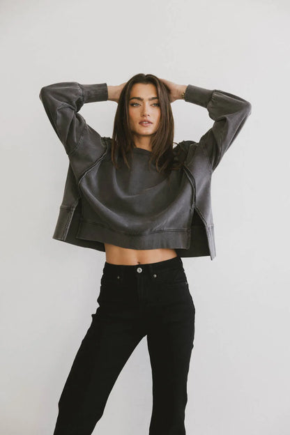 Costello Reverse Seam Crewneck in Charcoal - FINAL SALE