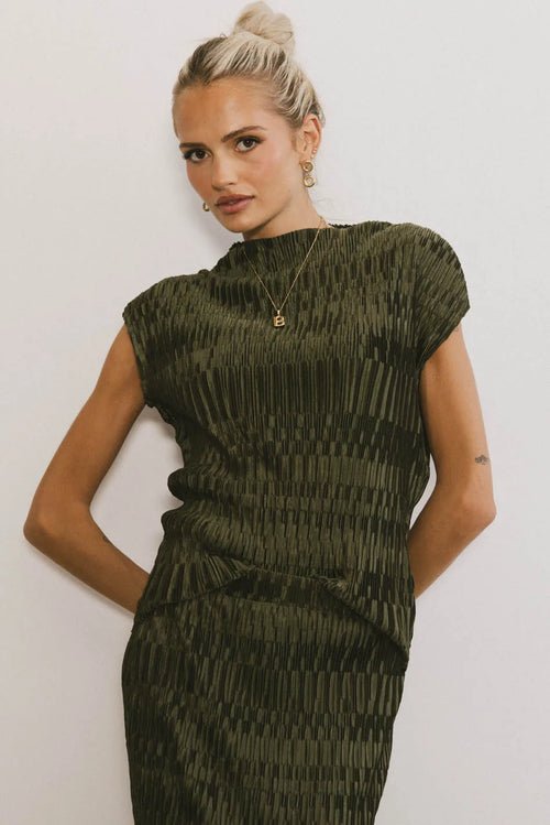 Dream Textured Top in Dark Moss - FINAL SALE