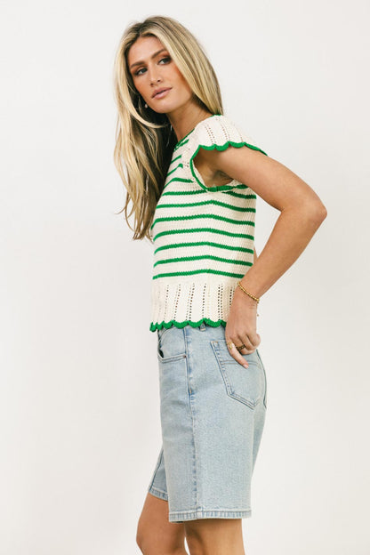 Georgie Striped Sweater in Green - FINAL SALE