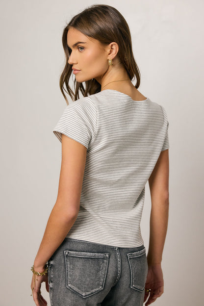 Favor Striped Tee in Grey - FINAL SALE