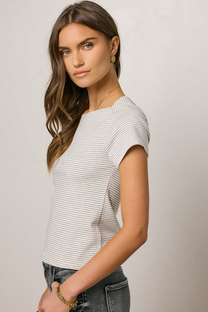 Favor Striped Tee in Grey - FINAL SALE