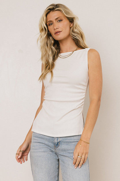 Collins Ribbed Top in White - FINAL SALE
