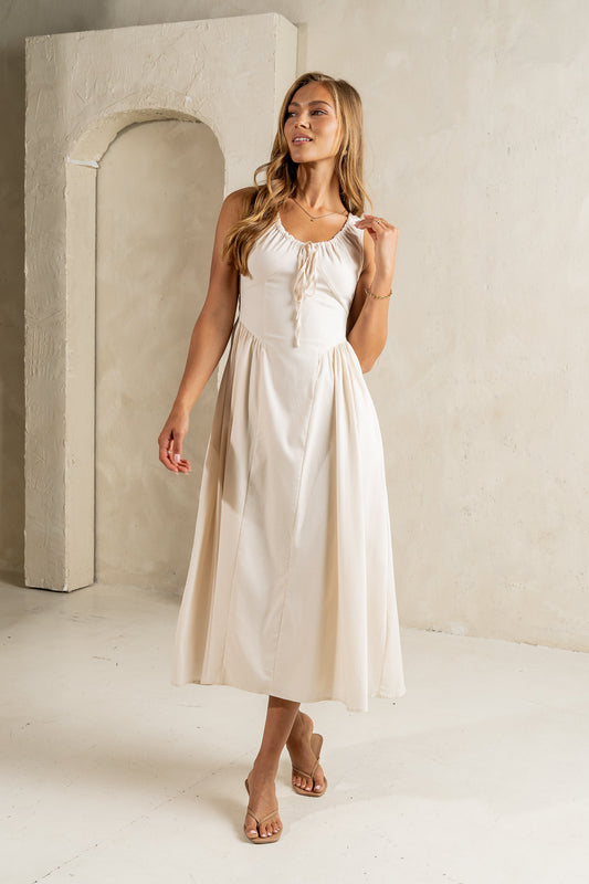 Barrett Midi Dress in Natural - FINAL SALE