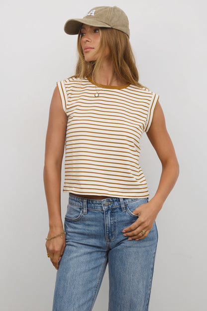 Annie Striped T-Shirt in Cognac - FINAL SALE