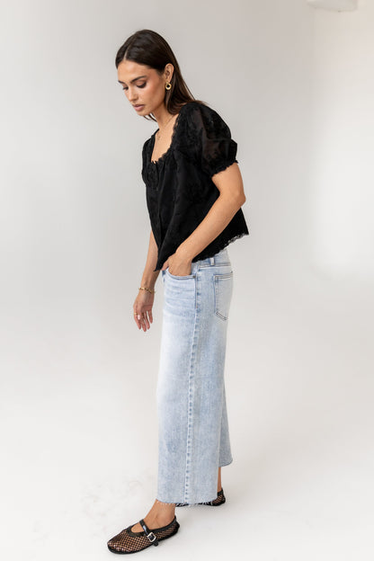 Hadley Embroidered Blouse in Black - FINAL SALE