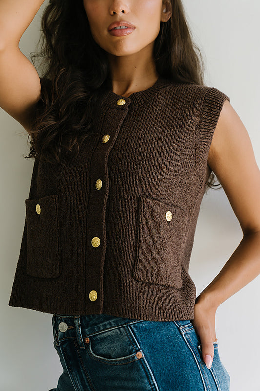 Brooks Knit Vest in Brown - FINAL SALE