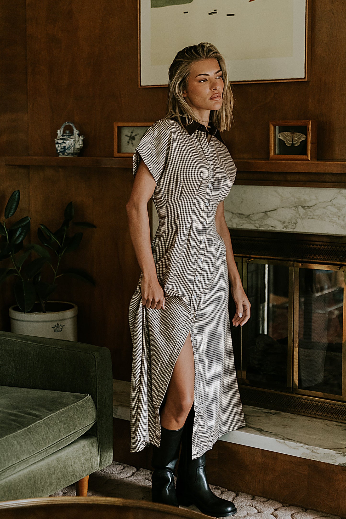 Andie Houndstooth Maxi Dress - FINAL SALE