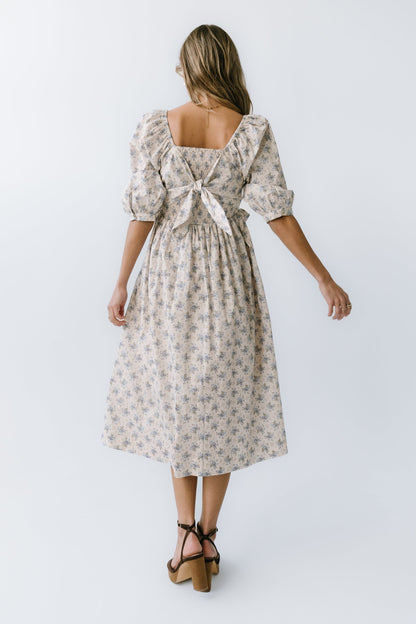 Gloria Floral Midi Dress in Ecru - FINAL SALE