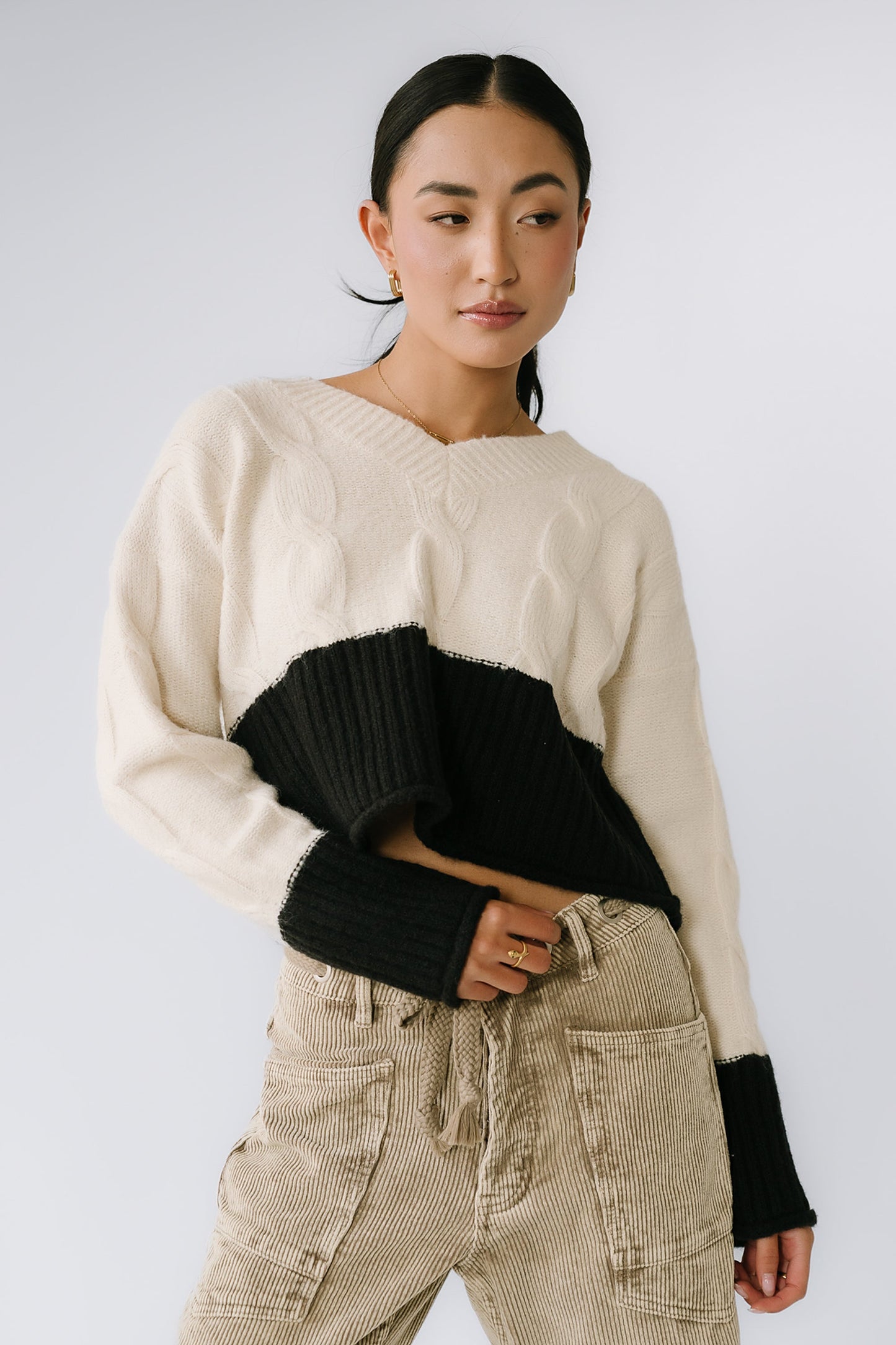 Beckham Cable Knit Sweater in Oatmeal - FINAL SALE