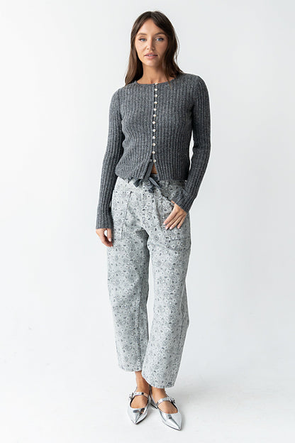 Hellen Knit Cardigan in Charcoal - FINAL SALE