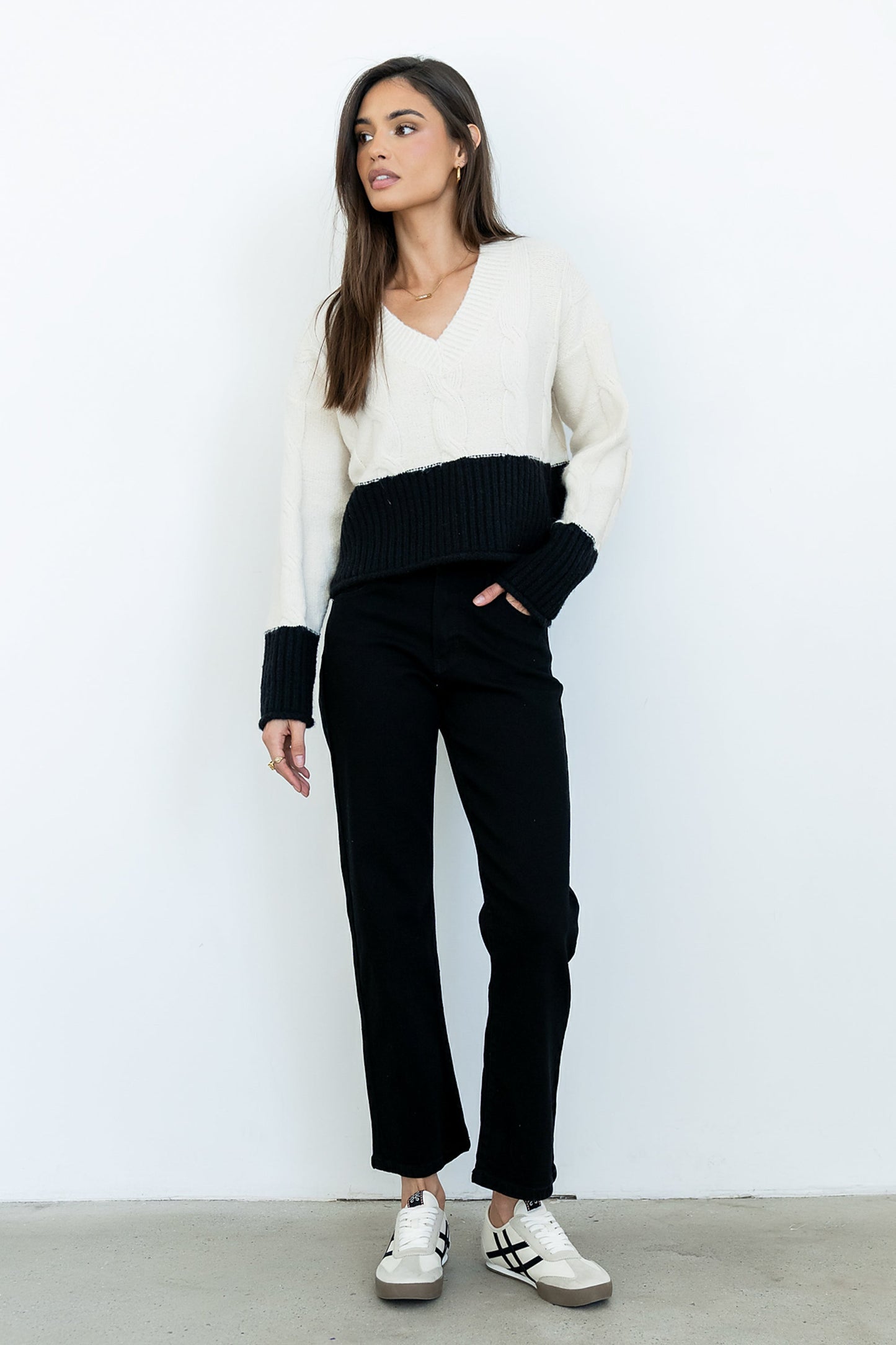 Beckham Cable Knit Sweater in Oatmeal - FINAL SALE