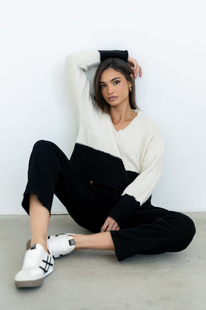 Beckham Cable Knit Sweater in Oatmeal - FINAL SALE