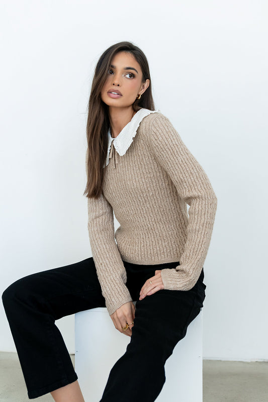 Bobbi Collared Sweater in Mocha - FINAL SALE