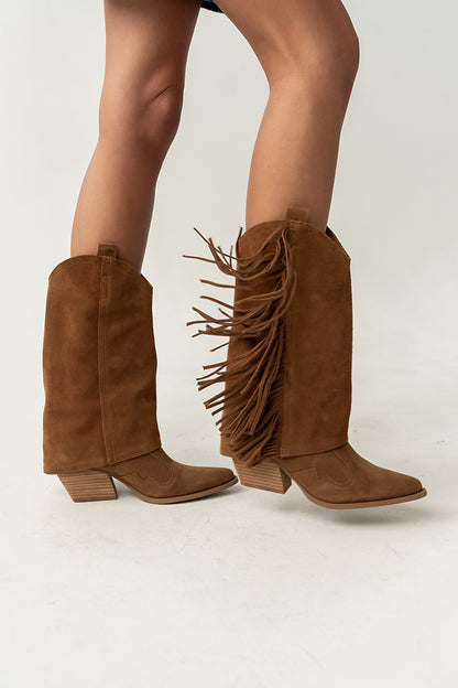 Deston Fringe Boots in Tan