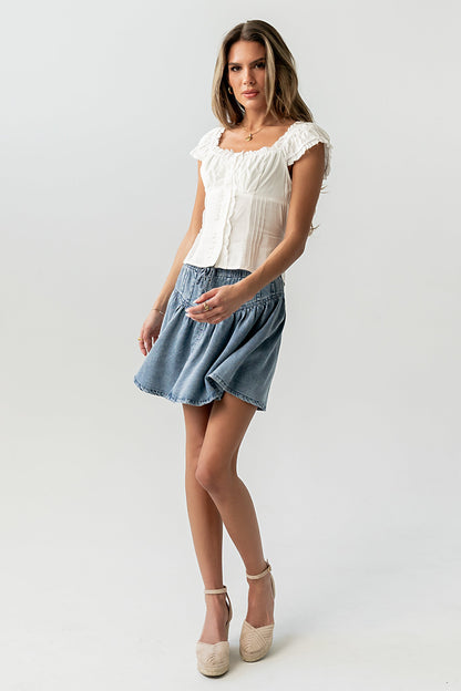 Briana Button Up Top in White