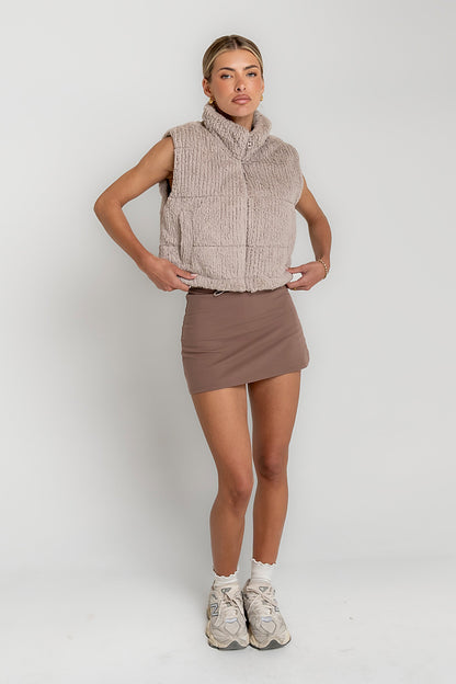 Ginny Fur Vest in Taupe