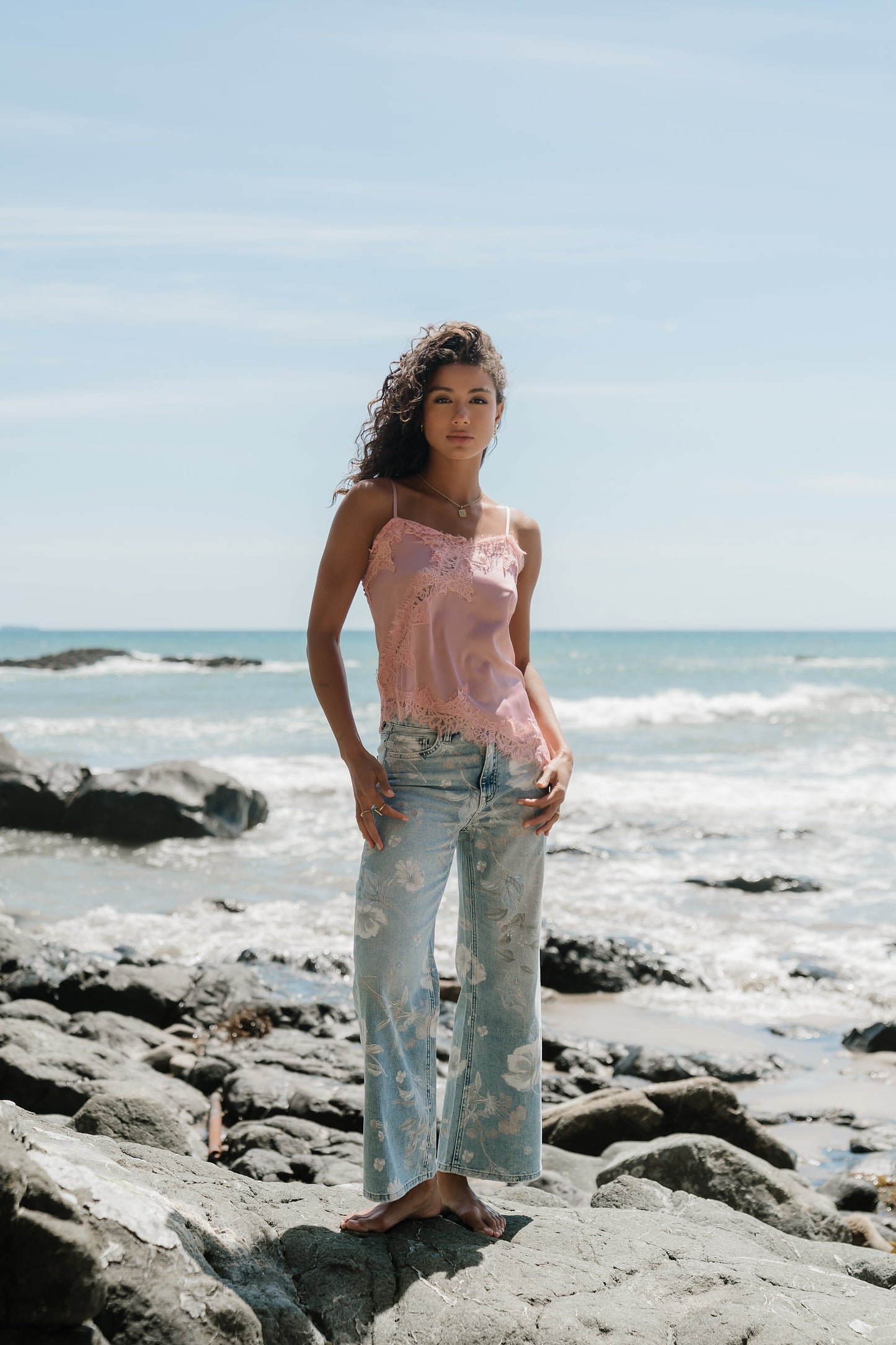 Berkley Lace Trim Tank in Mauve