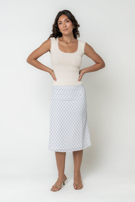 Brandie Plaid Midi Skirt in Blue