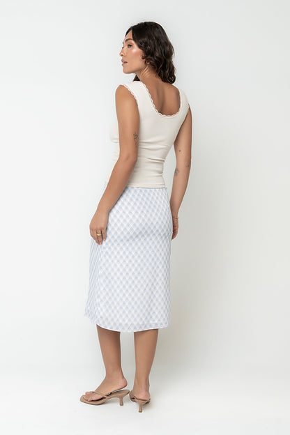 Brandie Plaid Midi Skirt in Blue