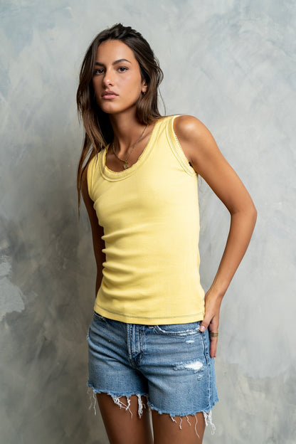 Daniella Ribbed Tank in Yellow