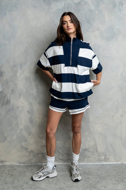 Farah Striped Shorts in Navy