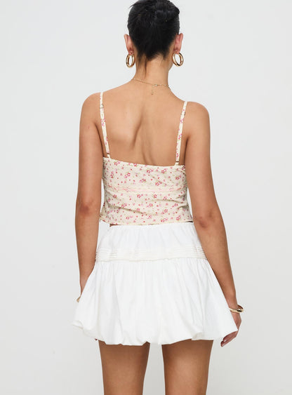 Dear London Bubble Hem Mini Skirt White