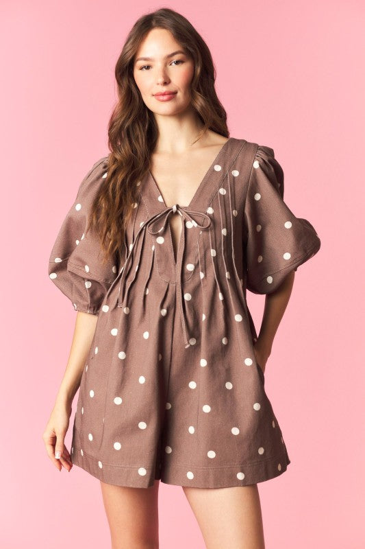 Sweet Polka Dot Denim Mocha