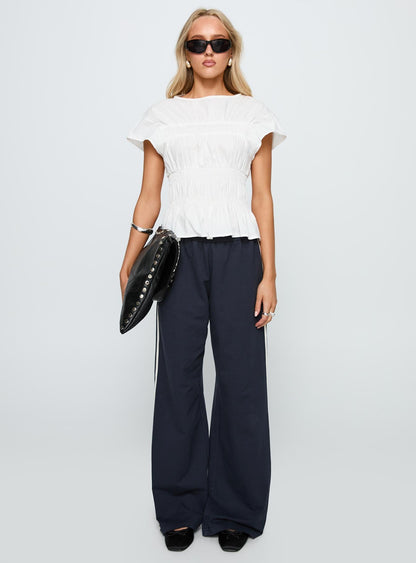 Dripping Diamonds Ruched Top White