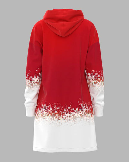 Christmas Tree Snowflake Print Long Sleeve Dress