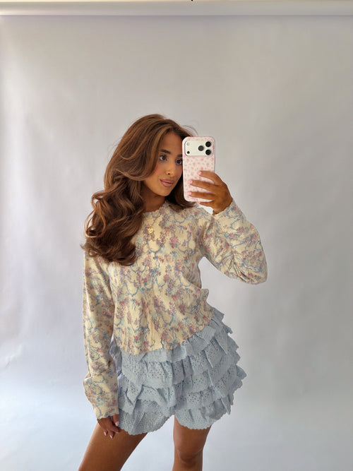 Darling Eyelet Ruffle Shorts (Blue) RESTOCK