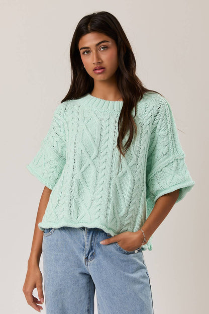 AMELIE ROUND NECK KNIT SWEATER TOP