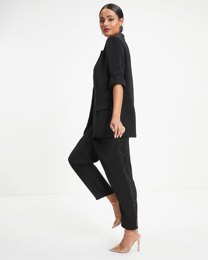 Always A Party Sequin Contrast Pocketed Pants - Black