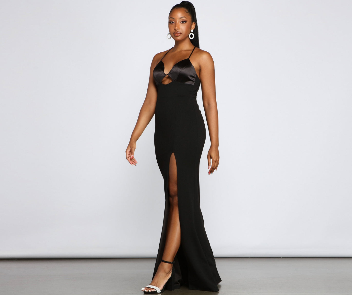 Amelie Formal High Slit Crepe Dress