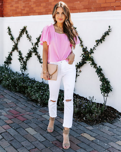 Ariana Cotton Square Neck Top - Pink