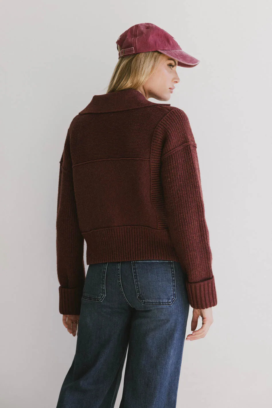 Hallie Zip Up Cardigan in Brick - FINAL SALE