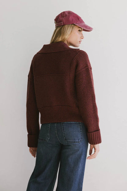 Hallie Zip Up Cardigan in Brick - FINAL SALE