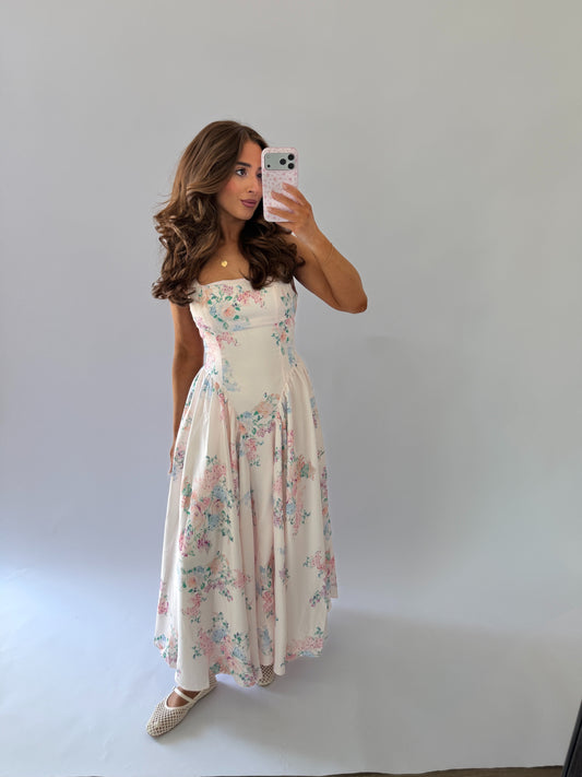 Versailles Floral Bow Maxi Dress