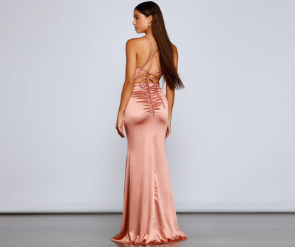 Bristol Formal Satin Lace-Up Dress