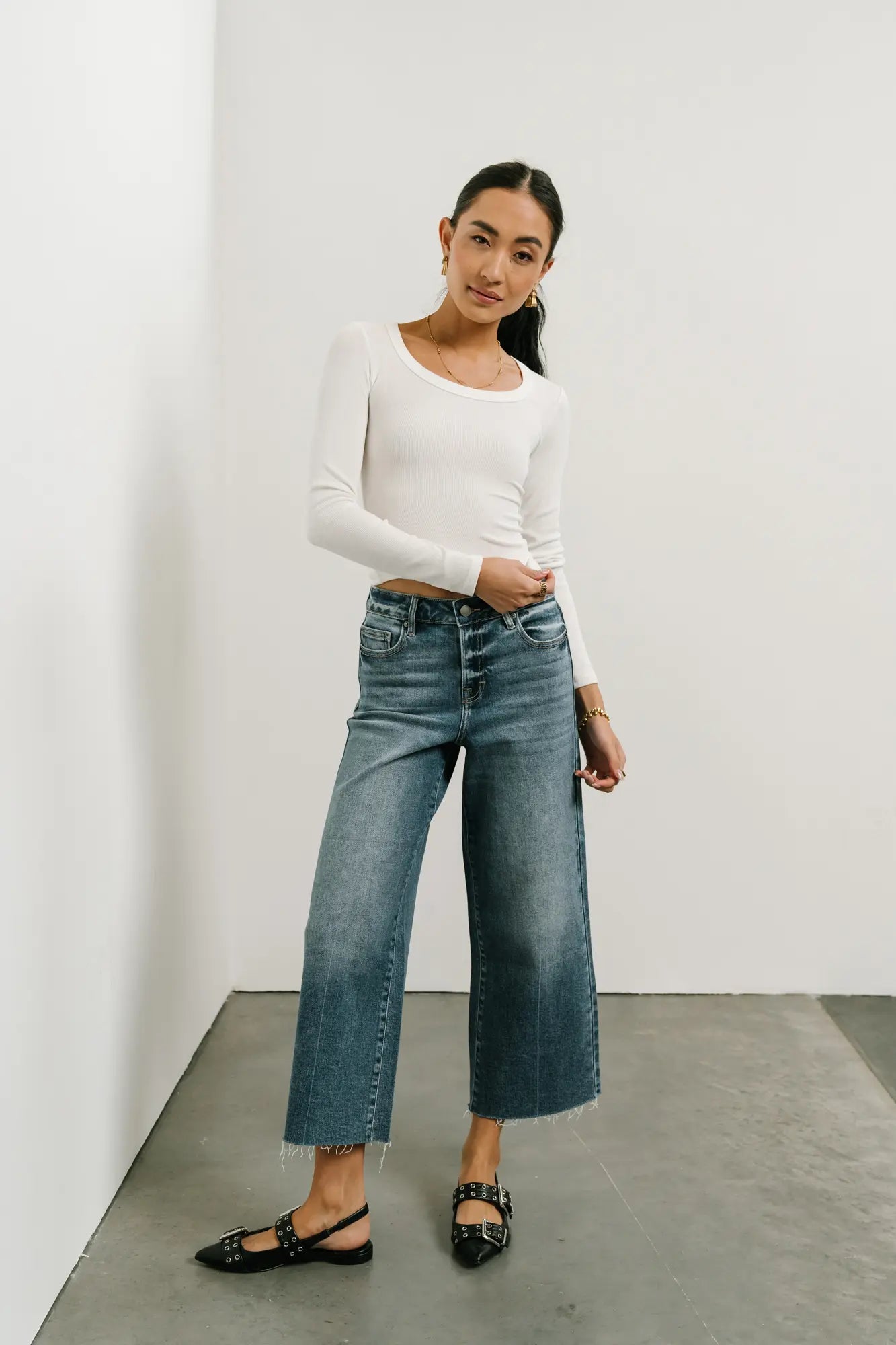 Audrey Ribbed Top in White - FINAL SALE